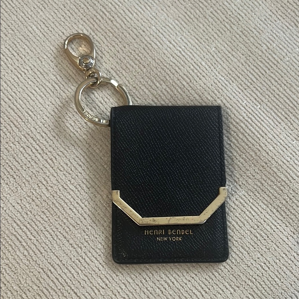 Henri Bendel Black Card Holder Keychain